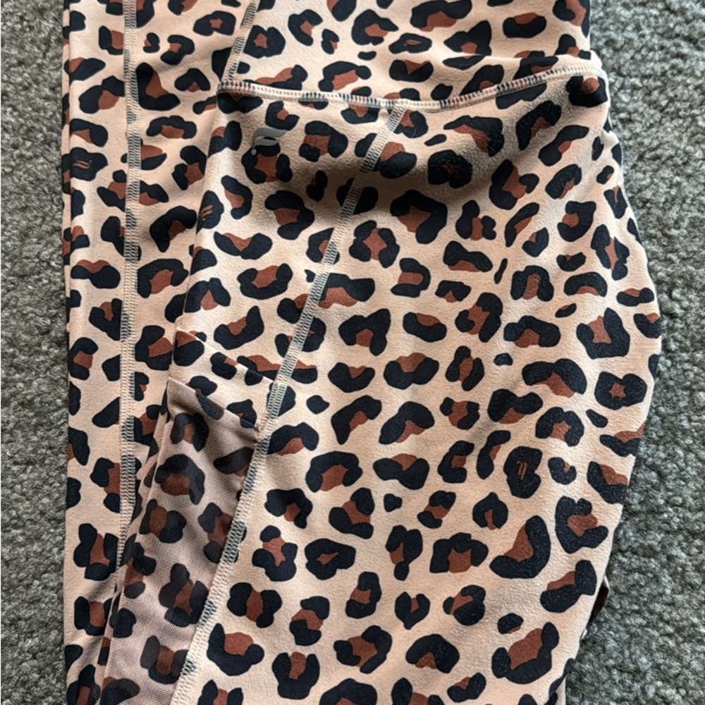 Fabletics Tan and Black Leopard Leggings